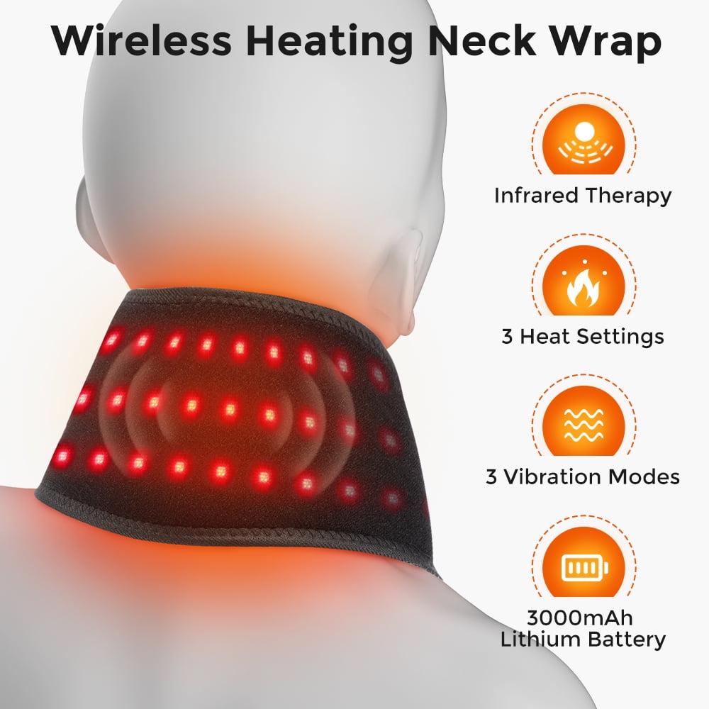 Neck Heating Pad with Vibration Massage, Cordless Heated Neck Wrap for Relaxtion, Rechargeable Neck Warmer with 3 Heating and Vibration ,Black