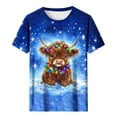 thumbnail image 6 of Axdhxbd Womens Christmas Shirt Cute Highland Cow Graphic Tees Xmas Short Sleeve Crew Neck Tshirts Plus Size Holiday Tops S-5XL, 6 of 7
