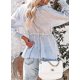 thumbnail image 2 of Bxhd Womens Long Sleeve Boho Shirts Deep V Neck Front Tie Knot Peplum Blouses Tops, 2 of 3