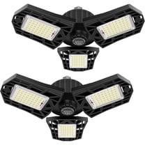 60W LED Garage Light 6000 Lumen Deformable Ceiling Lighting 6500K Adjustable Panels 2 Pack