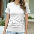 thumbnail image 2 of XIAfhje Summer Tops for Women 2024 Dressy Casual Roundneck Short Sleeve T-Shirts Solid Color Fashion Trendy Soft Comfy Tee Tops Outfits Clothes 2024, 2 of 9