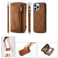 thumbnail image 1 of SaniMore Case for iPhone 14 Pro Max 6.7" 2022, [Crossbody Lanyard & Wrist Strap] 2 in 1 Zipper Wallet Case [Detachable] Card Holders Cash Pocket] Shockproof Anti-fall All-around Protective Cover,Brown, 1 of 14