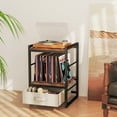 thumbnail image 2 of Gymax Table de Chevet Industriel avec Tablette de Rangement Ouverte et Tiroir en Tissu, 2 of 9
