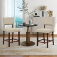 thumbnail image 2 of Costway Set of 2 Upholstered Linen Bar Stools 24.5'' Wooden Dining Chairs with Back Beige, 2 of 9
