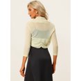 thumbnail image 4 of Bolero Shrug Top Allegra K Semi Sheer Mangas Largas para Mujer Albaricoque XS, 4 of 4