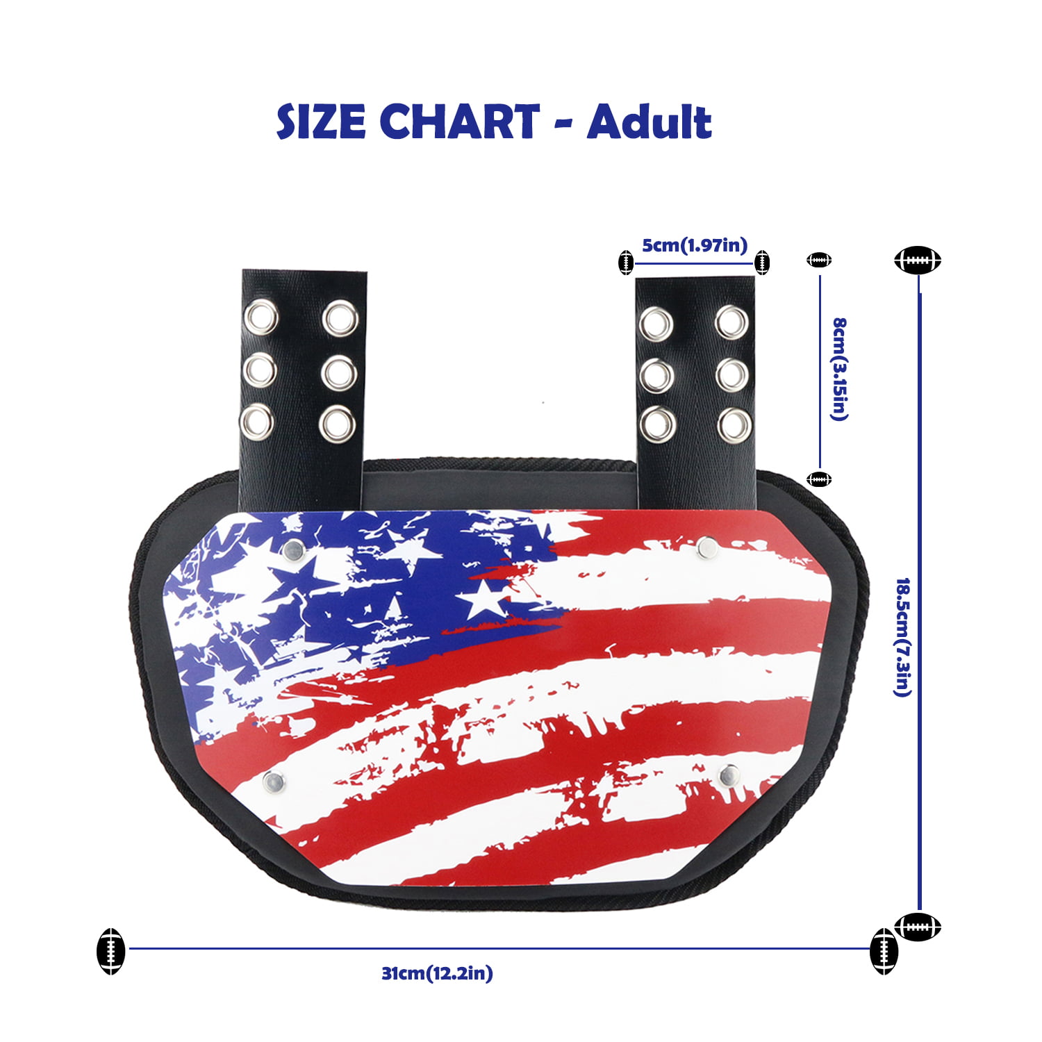 Rugby Back Plate Protector Adjustable American Football Backplate for Youth  and Adult