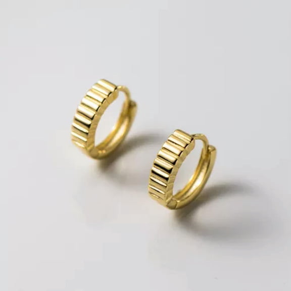 K-KED 925 Sterling Silver 10mm/1cm Huggie Hoop Earrings-Gold