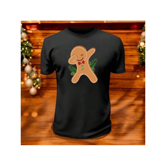 Playera Con Estampado De Galleta De Gengibre Navidad Color Negro Talla Grande Marca Emil SaEs