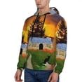 thumbnail image 3 of Picia Fall Village Scenery Pattern Casual Men's Hoodie - Lightweight Hooded Sweatshirt with Kangaroo Pocket, Comfortable Pullover for Everyday, Travel-Large, 3 of 7