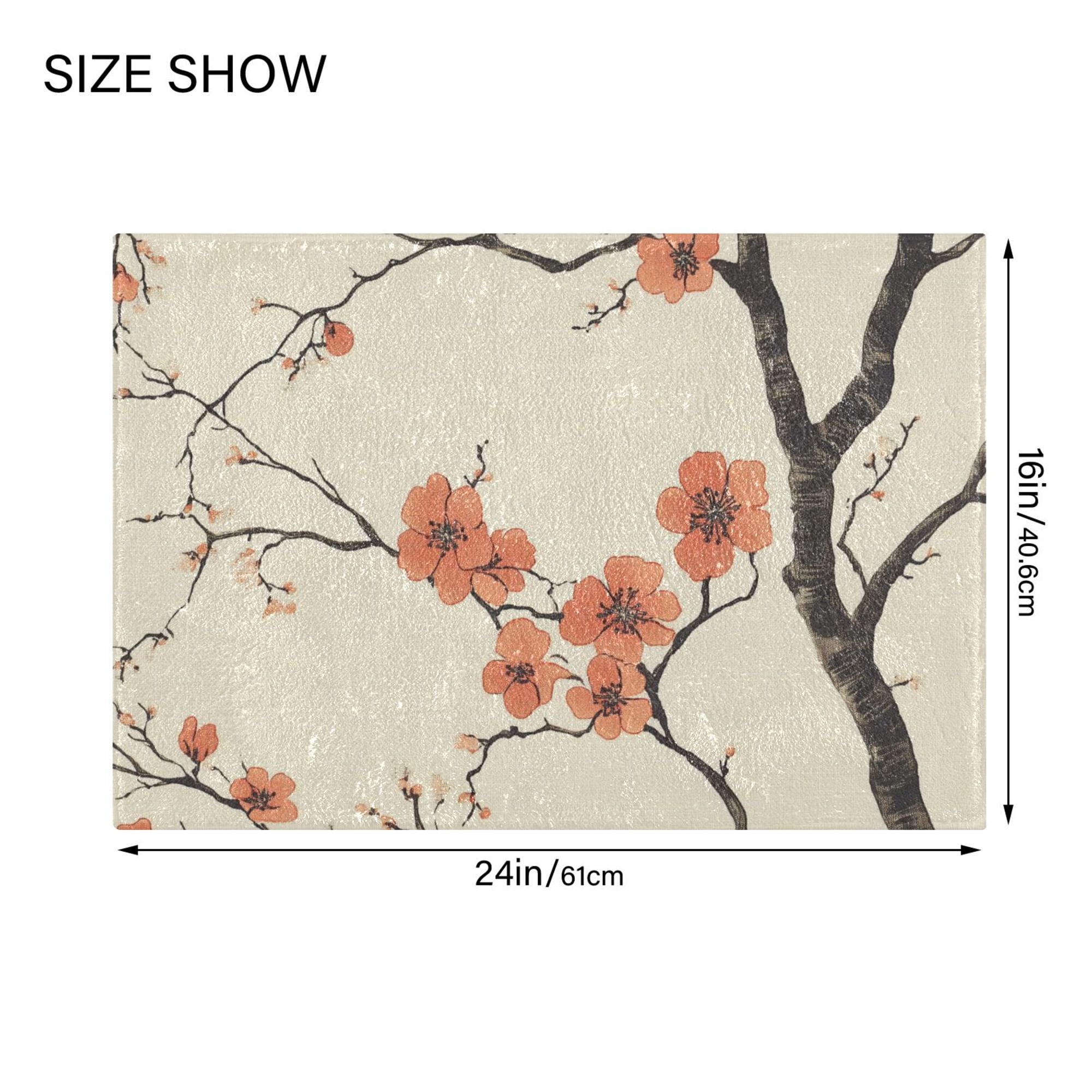 Yayeee Bath Rug for Bathroom Floor Non Slip Rectangle Fluffy Soft Absorbent Mat, 16"x24", Light Red Flowers