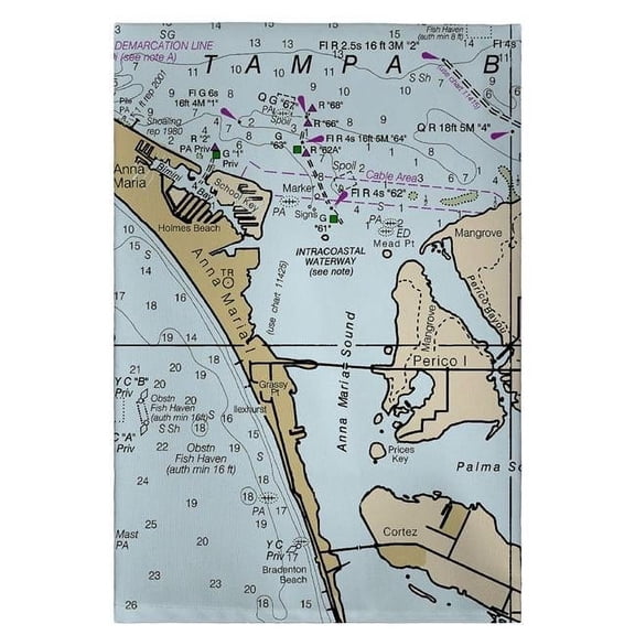 Betsy Drake GT11424 Anna Maria Island, FL Nautical Map Guest Towel