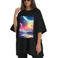 thumbnail image 4 of Plus Size Shirt for Women Black Tops for Women Short Sleeves Shirt for Women Galaxy T Shirt Crewneck Shirt for Women XL, 4 of 5