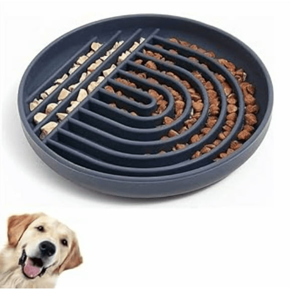 Armastuse Dog Slow Feeder Bowl, Silicone Slow Feeder Cat Bowl, Slow Down Pet Eating Speed for Prevent Choking Promote Digestion Grey
