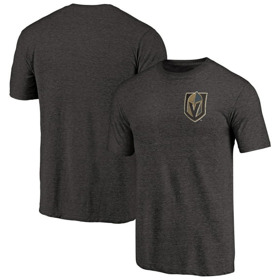 Men's Black Vegas Golden Knights Primary Logo Left Chest Distressed Tri-Blend T-Shirt