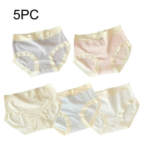 Xfvqtps 5PCS Teen Girls Underwear Cotton Soft Comfortable Widen Edges Flower Pattern Bow Panties Briefs for 12-16 Years Multicolor