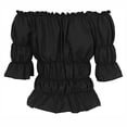 thumbnail image 3 of Pirate Shirt Women Boho Blouse Off Shoulder Ruffle Shirts Black XL, 3 of 4