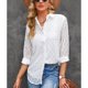 thumbnail image 2 of Blusa holgada de moda transpirable con botones y cuello vuelto de manga larga para mujer, 2 of 7