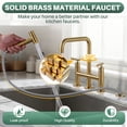 thumbnail image 3 of WOWOW Brass Double Handle Bridge Kitchen Faucet, Deck Mount Kitchen Sink Faucet with Side Sprayer, 3 of 9