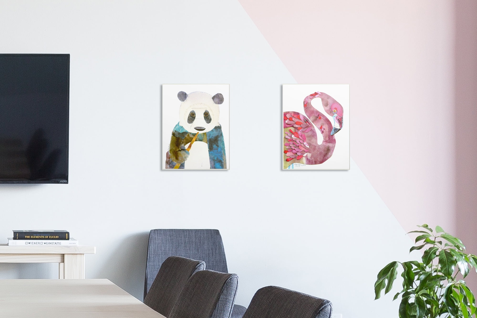 The Stupell Home Decor Collection Watercolor Cutout Collage Panda Oversized Wall Plaque Art, 12.5 x 0.5 x 18.5