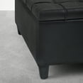 thumbnail image 3 of Simpli Home Harrison 36 inch Wide Upholstered Solid Wood Square Storage Ottoman, Distressed Graphite Black, 3 of 6