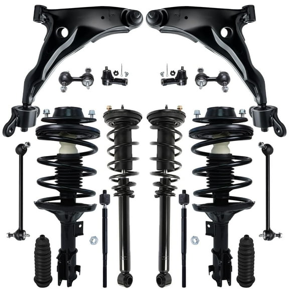 Detroit Axle - 16pc Front End Suspension Kit for 2001-2005 Mitsubishi Eclipse, Lower Control Arms w/Ball Joint Tie Rods Boots Front Rear Sway Bars Struts 2002 2003 2004 Replacement Struts Shocks