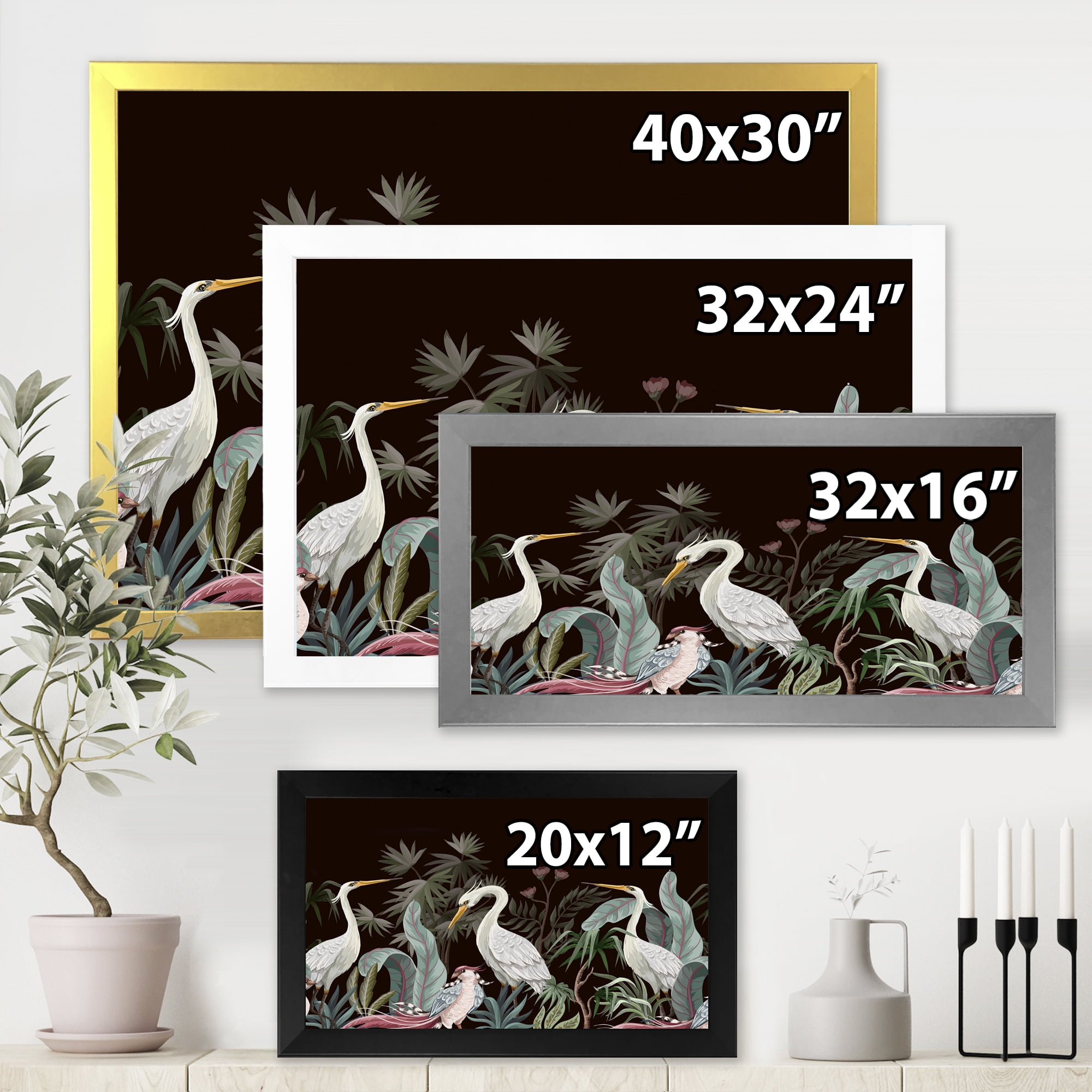 Designart 'Chinoiserie With Peonies and Birds III' Traditional Framed Art Print
