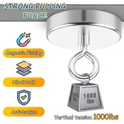 Grtard 1000lbs Rare Earth Magnet Fishing Magnets, Super Strong Neodymium Magnet with Countersunk Hole Eyebolt, Magnets Fishing for Retrieving in River and Magnetic Fishing - Diameter 3.54 inch(90mm)