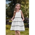 thumbnail image 3 of Arshiner Girls Summer Sleeveless Bow-Tie Straps Sundress Flowy Smocked Tiered Lace Swing Midi Dress with Pockets, 3 of 7