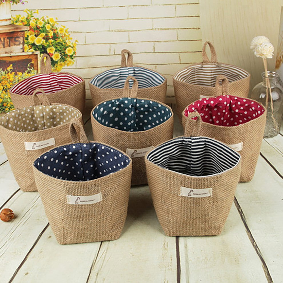 Laundry Basket Solid Color Storage Barrel Cotton Linen Dirty Clothes