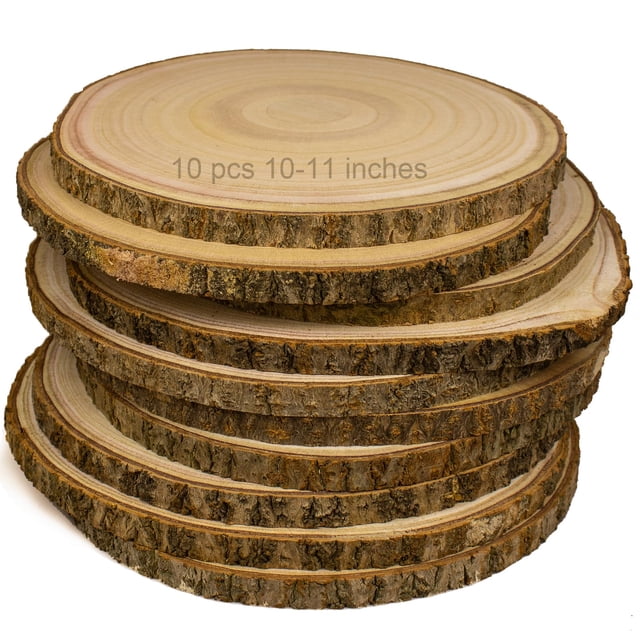Wood Slices NLHH, 10 unidades, redondas rústicas para manualidades, de 25 a 28 cm