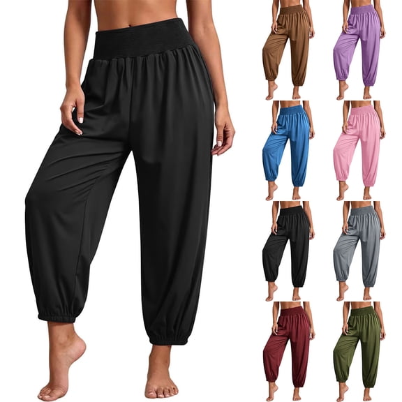 Womens Loose Harem Pants Joggers High Waist Yoga Sweatpants with Pockets Comfy Casual Pants for Workout Beach Black XL(XL)