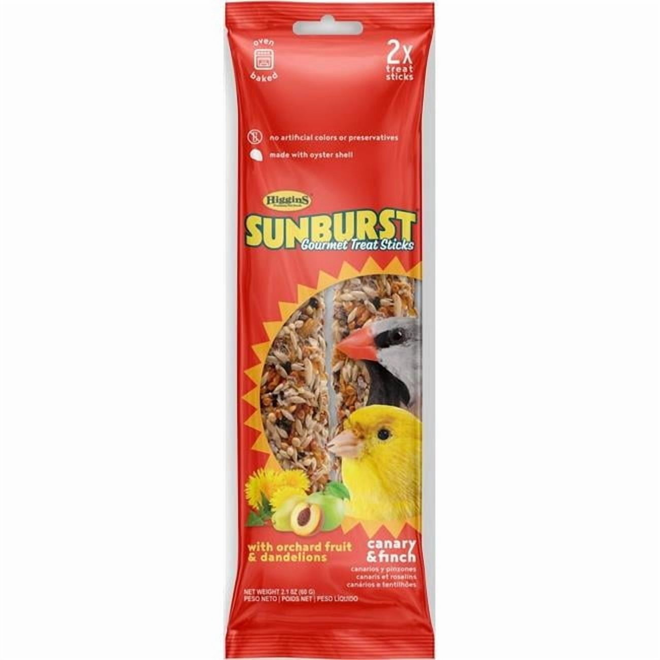 Higgins 32400 Sunburst Gourmet Avian Sticks Treat - Canary & Finch, Orchard Fruit & D - 2.1 oz