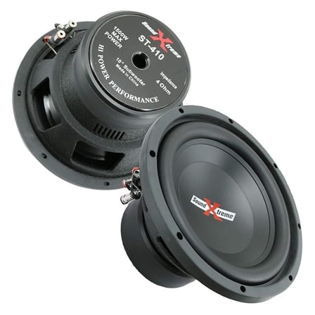 2X SoundXtreme ST-410 10 Inch 3000 Watts Power Car Audio Subwoofer with DVC Power Dual Voice Coil Configuration Frequency Response 30-2500Hz 90 dB Sensitivity