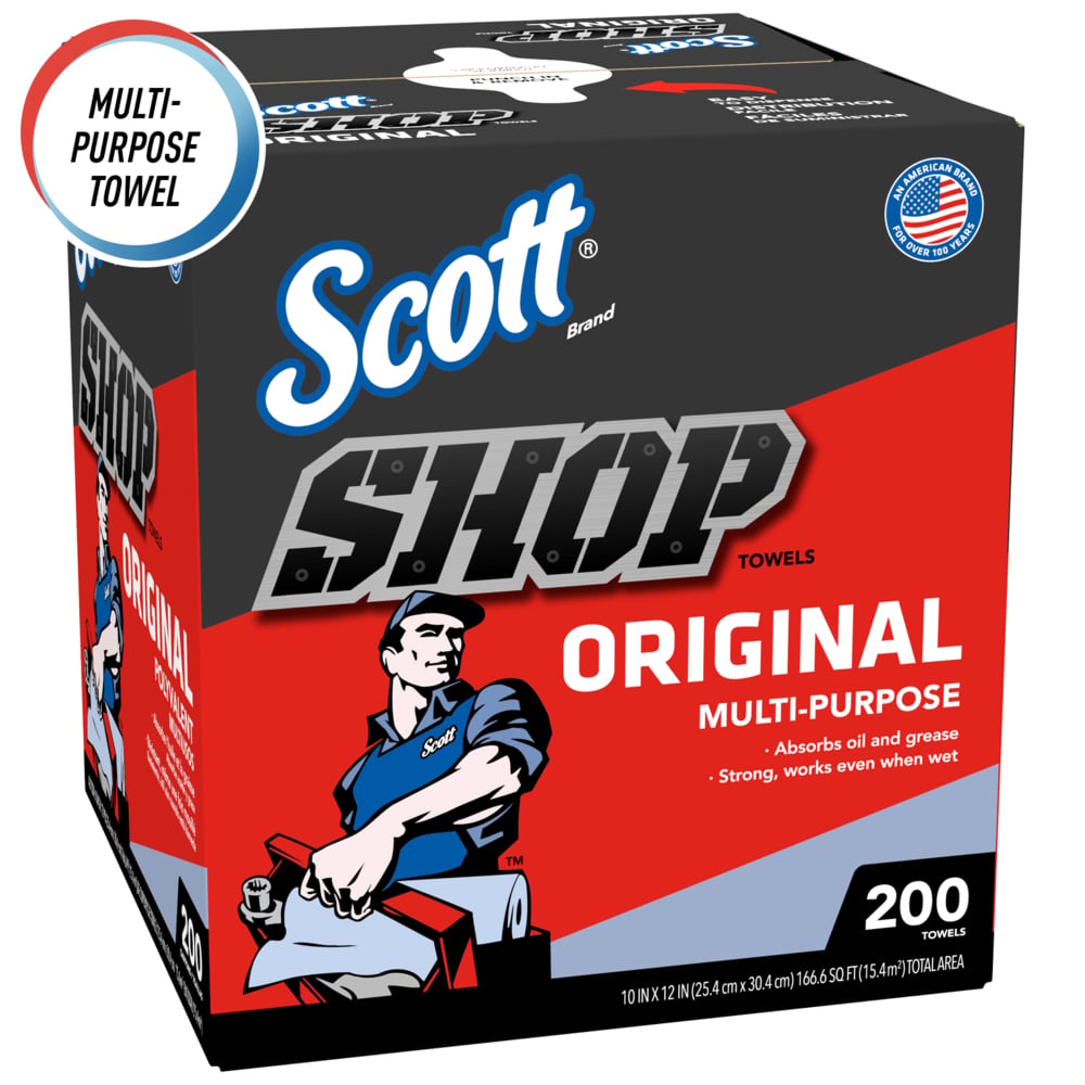thumbnail image 3 of Kimbery Clark Scott Paper Shop Towel 75190 Scott; Cloth; Blue; 9 Inch Width X 12 Inch Length; Single Center-Pull Box Of 200, 3 of 5