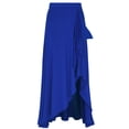 thumbnail image 5 of Yartina Women's Retro High Waist Swing Dance Asymmetric Maxi Long Skirt Blue L, 5 of 6