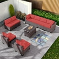 thumbnail image 2 of Gotland Ensemble de Meubles de Patio Extérieur avec Table de Foyer au Propane de 43 Pouces, Ensemble de Conversation de Canapé Sectionnel de Patio de 10 Pcs pour l'Extérieur (Rouge), 2 of 7