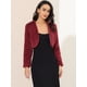 thumbnail image 3 of Abrigo de piel sintética Allegra K chaqueta corta sin cuello para mujer Vino rojo L, 3 of 6