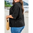 thumbnail image 6 of DOKOTOO Plus Size Cardigan for Women Summer Half Sleeve Cutout Cover Ups Open Front Cardigans Black L US12-14, 6 of 11