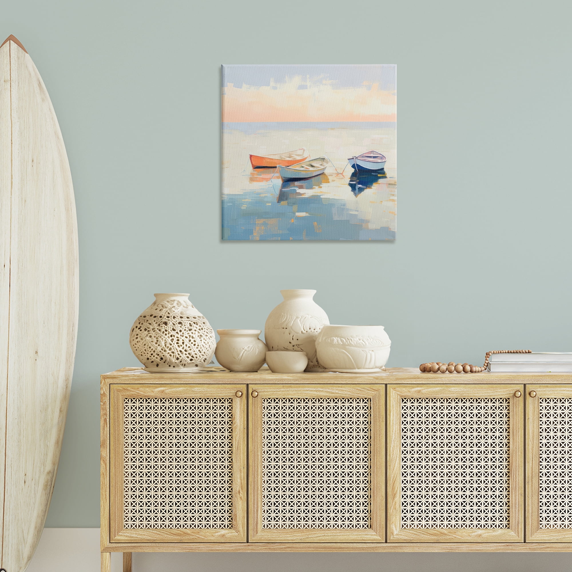 Stupell Industries Boats & Coastal Breeze Nautical & Beach Painting Wrapped Canvas Art Print Wall Art, 30 x 30