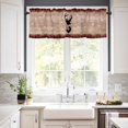 thumbnail image 3 of Merry Christmas Kitchen Curtains and Valances Set, Elk Pine and Berry Red and Black Buffalo Plaid Rod Pocket Window Valance Window Curtain Panels for Living Room Bedroom Laundry, 27.5x24in, 3 Pieces, 3 of 7