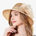 thumbnail image 6 of Kcolen Women Tea Party Hats Elegant Women's Wide Brim Sun Hat for Beach Wedding Bridal Shower and Summer Dress Occasions, 6 of 7