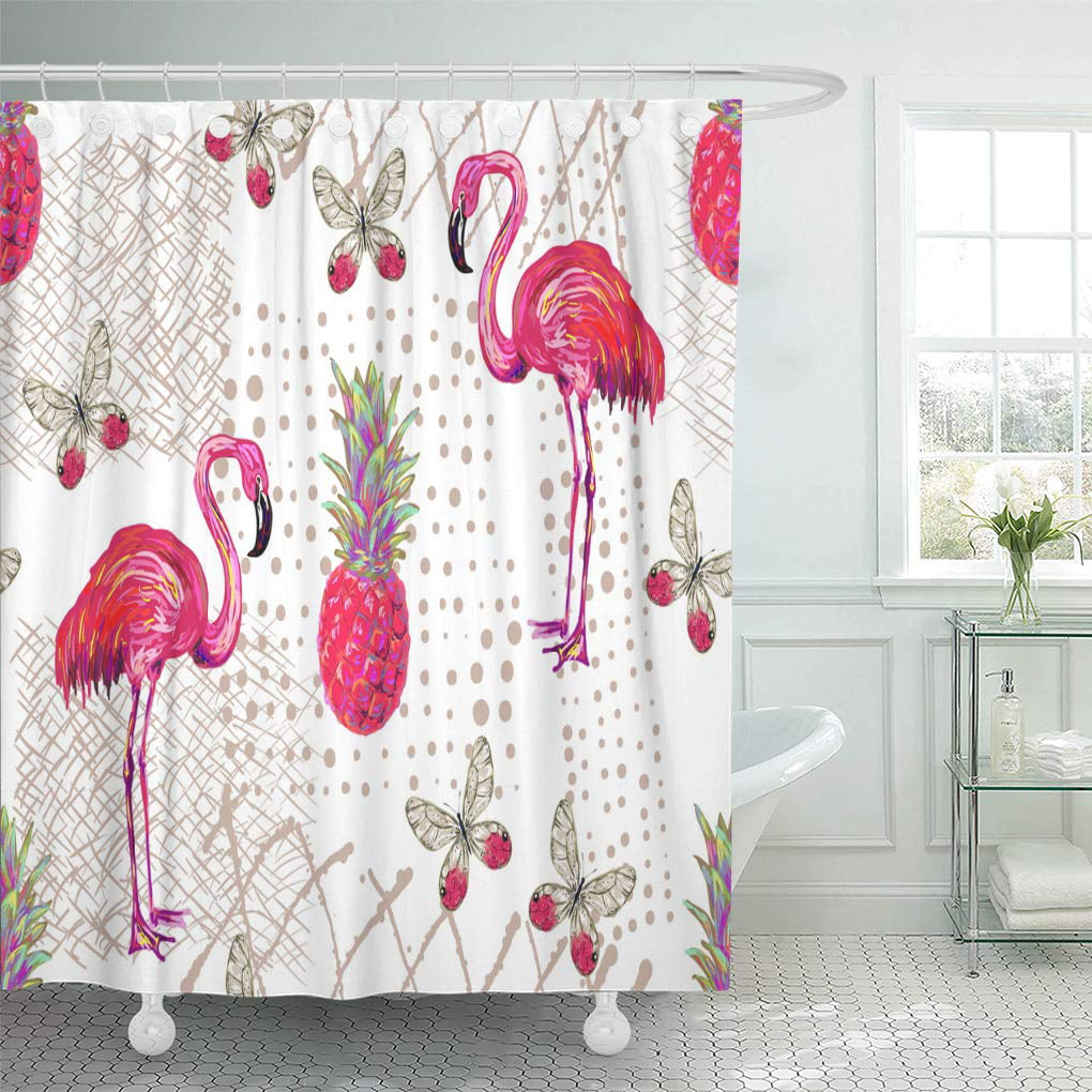 72X72Inch Bath Shower Curtain Waterproof Design for Bathroom Décor Watercolor Cute Santa Shower Curtain,Pink Flamingo Christmas and Happy New Year … EMMTEEY Holloween Shower Curtain