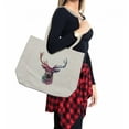 thumbnail image 2 of Deer Shopping Bag, Illustration of Male Stag with Soft Pale Colors Antlers Wildlife Nature Print, Eco-Friendly Reusable Bag for Groceries Beach and More, 15.5" X 14.5", Cream, by Ambesonne, 2 of 2