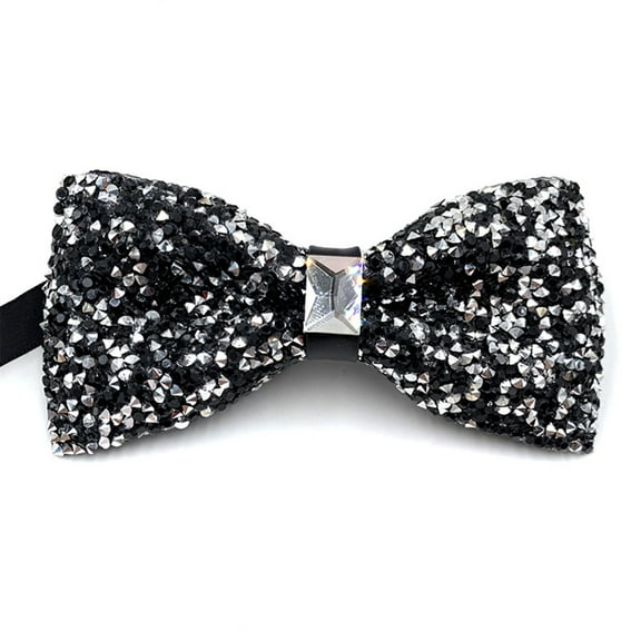 SIEYIO Mens Adjustable Length Bow Tie Sparkly Rhinestones Crystal Pre-Tied Bowtie Neckwear Banquets Necktie for Wedding Party