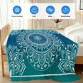 thumbnail image 4 of Teal Blue Boho Cooling Blanket,Lightweight Breathable Summer Throw Blanket with Double Sided Cold Effect,Retro White Rustic Flower Ethnic Pattern Picnic Blankets Bed Sheet for Hot Sleepers 40"x60", 4 of 8