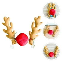 WRISTBIQUE Car Christmas Reindeer Antlers Decoration Flannel 1Set 17.7X4.7In