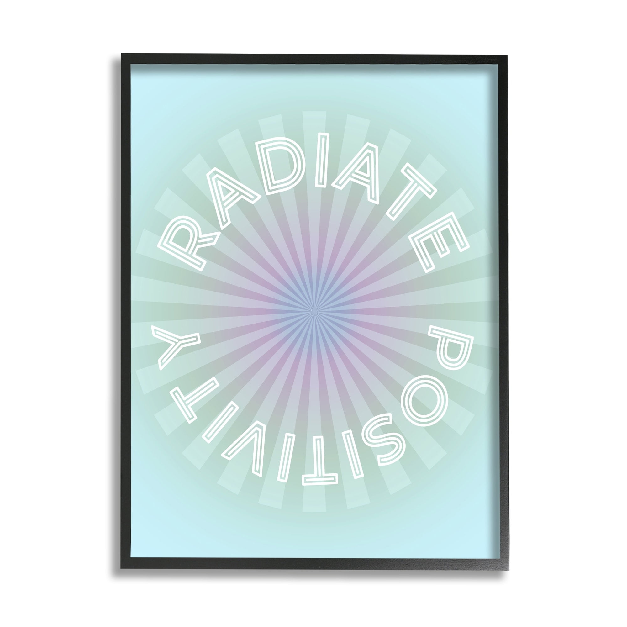 Stupell Industries Radiate Positivity Blue Geometric Religious Painting White Framed Art Print Wall Art