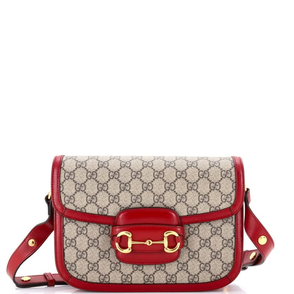 Pre-Owned Horsebit 1955 Shoulder Bag GG Coated Canvas with Leather Small By Rebag