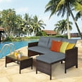 thumbnail image 3 of Gymax 3PCS Outdoor Rattan Furniture Set Patio Couch Sofa Set w/ Cushion, 3 of 10