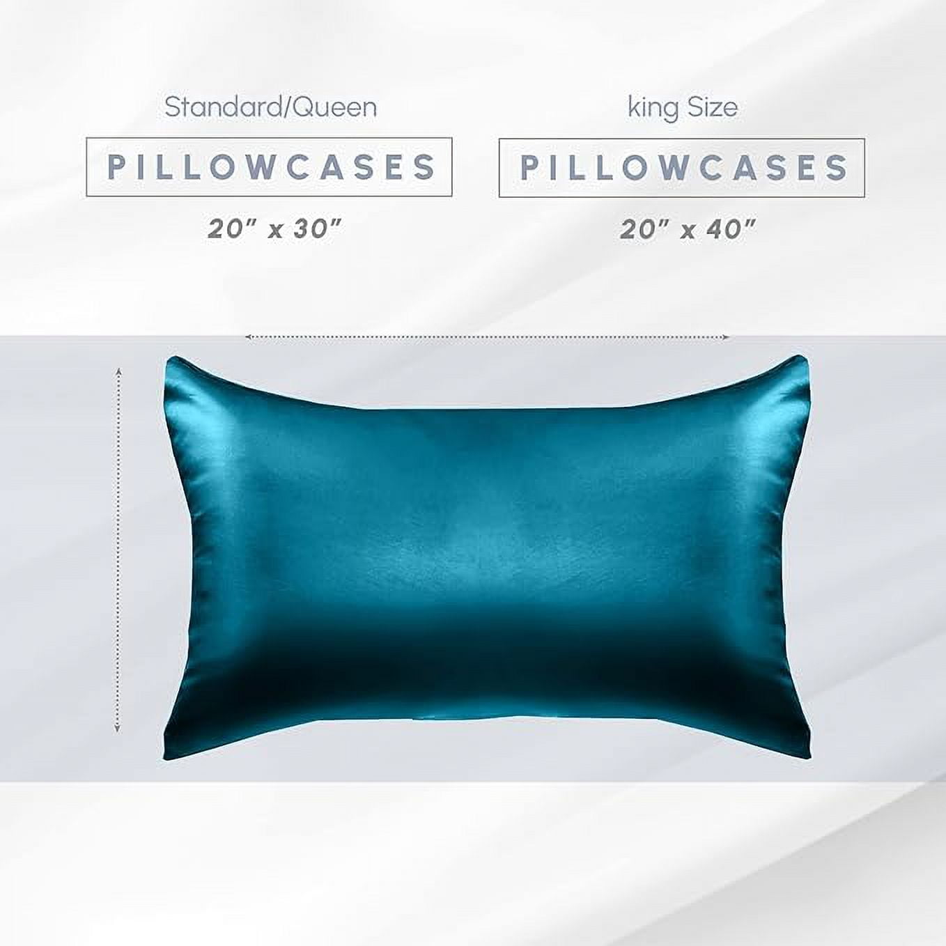 Cooling Viscose Satin Pillowcase 6-Pack Set with Hidden Zipper Closure, King, Turquoise